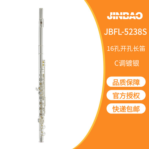 津宝牌长笛C调白铜镀银附E键