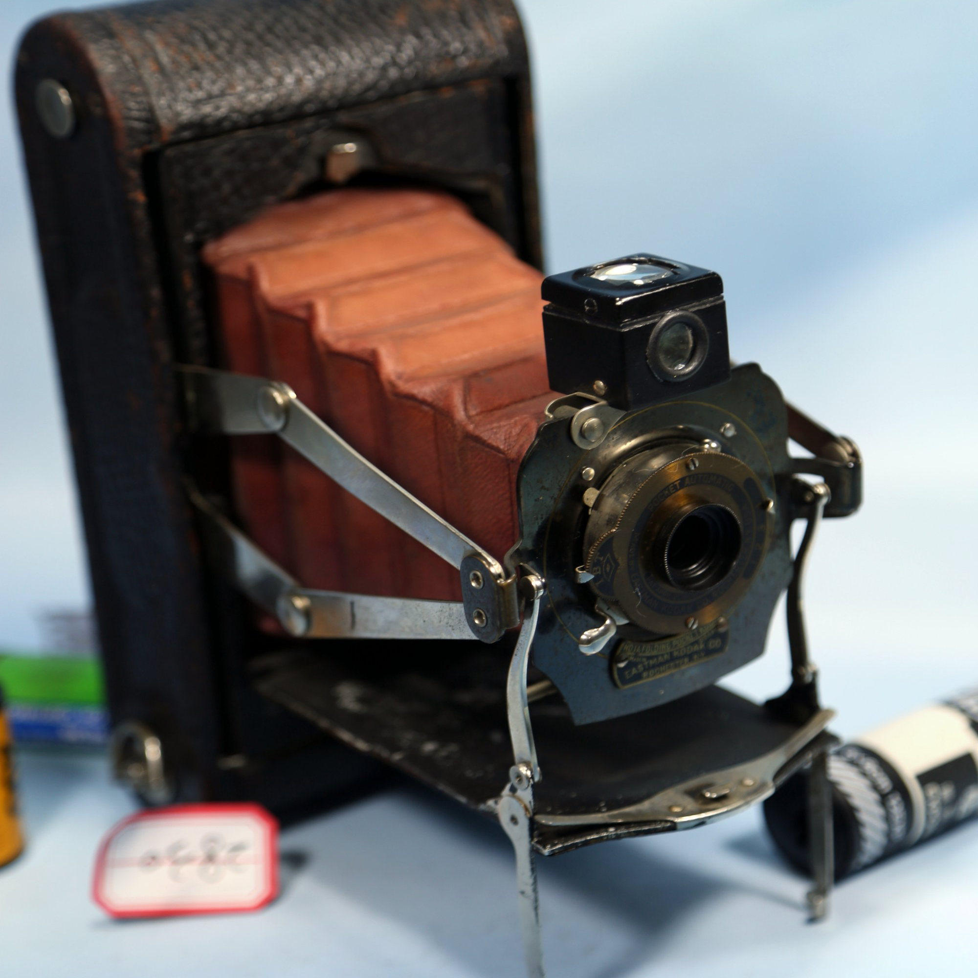 Kodak 柯达NO1伊斯曼红皮腔古董胶卷胶片老相机大画幅皮腔折叠GZ9