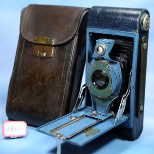 柯达Kodak ModelB相机蓝色彩色折叠皮腔胶片胶卷照相机GZ17 No.2A