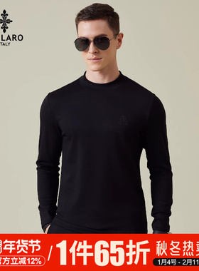 GHILARO/古劳吉那诺秋季男装棉氨混纺刺绣字母休闲长袖T恤600570