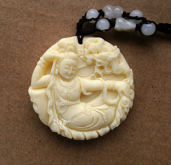 正品保真象牙白牛骨雕刻 睡观音牌挂件饰品吊坠项链男女配饰日韩|msdalam kategori Aksesori/Barang Kemas Fesyen, kalung - dari Buy2taobao.com untuk memberikan perkhidmatan ejen Taobao profesional membeli