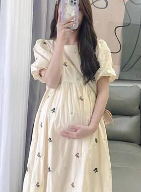 夏季新款甜美减龄孕妇连衣裙时尚气质网红孕期外穿宽松百搭中长裙