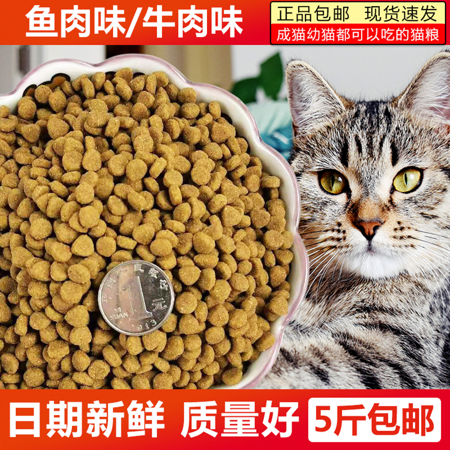 迪尤克猫粮牛肉鱼肉味新鲜粮5斤/10斤成猫幼猫主粮营养发腮流浪猫