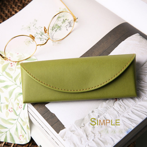 轻便近视眼镜盒抗压小巧小清新女文艺复古手工简约草木绿微瑕清货
