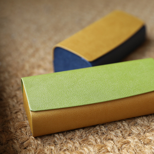 眼镜盒男女近视太阳镜盒原创文艺复古撞色抗压墨镜盒手工制造盒