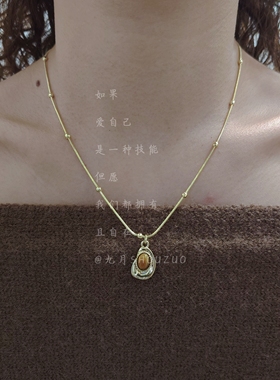 溏心蛋虎眼石锁骨链女