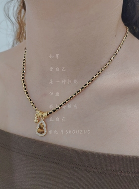 复古金色葫芦编织锁骨链