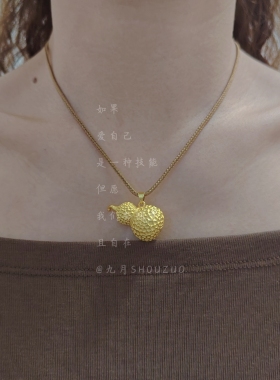 金色锤纹葫芦项链女轻奢小众配饰
