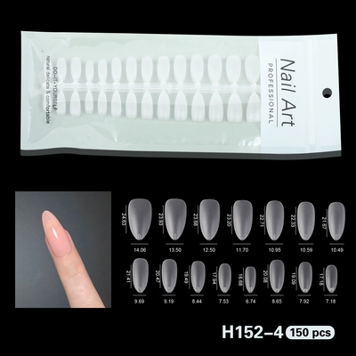 欧美免刻模全磨砂甲片新款芭蕾全透甲片150pcs长杏仁全磨砂甲片