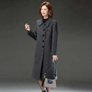 双面羊毛大衣女经典 保暖不起球秋冬新品 高端妈妈大码 毛呢外套 时尚