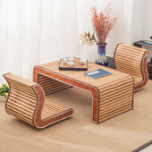 榻榻米阳台地台茶几竹编复古国学桌榻榻米小茶桌飘窗桌矮茶几炕几