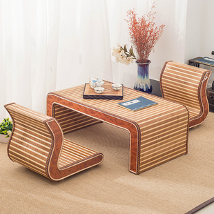 榻榻米阳台地台茶几竹编复古国学桌榻榻米小茶桌飘窗桌矮茶几炕几