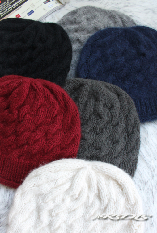 纯手工编织麻花纹女帽新款包邮