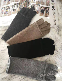 4048秋冬季新款出口纯羊绒分指触屏手套两件套无指外套款双层包邮