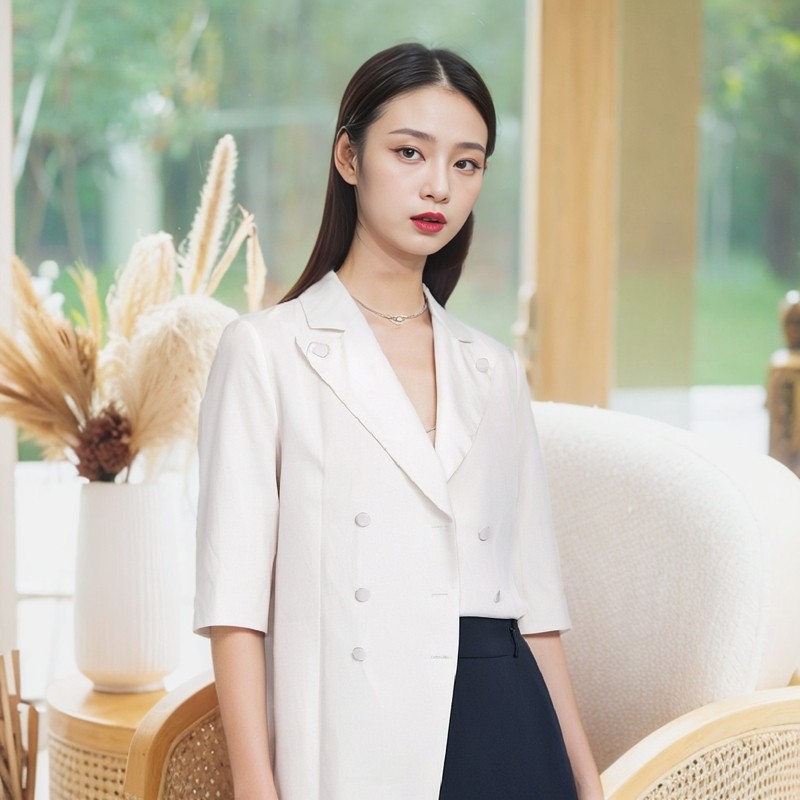 微瑕清仓处理西服领中长款蝙蝠袖外套风衣女