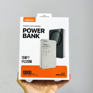 锐思w36磁吸无线充电宝1万毫安金属质感户外新款移动电源2026质保