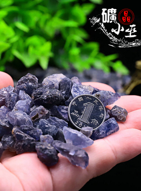 天然保真堇青石矿物晶体diy