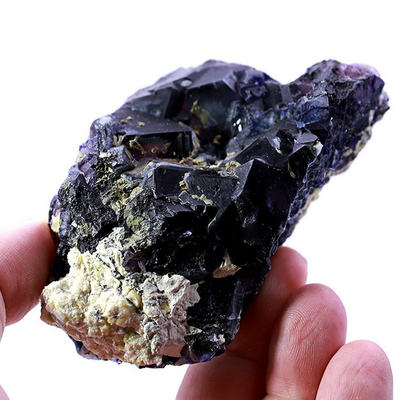 内蒙紫色萤石与云母共生矿物晶体摆件标本原石小观赏石荧光矿物03