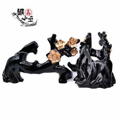 小观赏石标本梅花底座黑色展示架天然矿物晶体矿石标本原石宝石