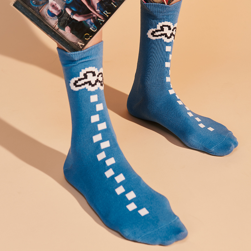 LIFEBEA像素印花中筒潮袜