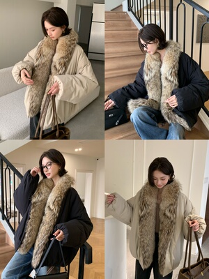 卢西西【雪山派克】可拆卸狼毛皮草毛领90白鹅绒羽绒服派克外套冬