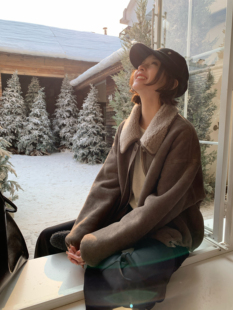 新品 皮草韩系短外套女冬 1OO绵羊毛麂皮双面两穿长袖 卢西西