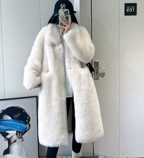 100%纯羊毛托斯卡纳复合皮毛一体大衣翻领皮草外套女简约通勤新款