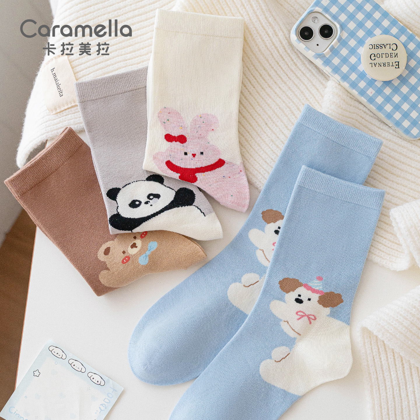 可爱卡通小动物中筒袜