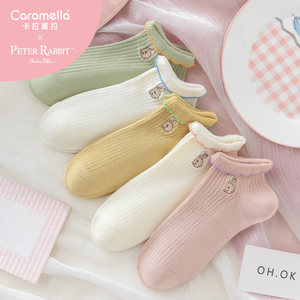 caramella比得兔联名袜子夏季薄款袜子女可爱日系短袜透气女船袜