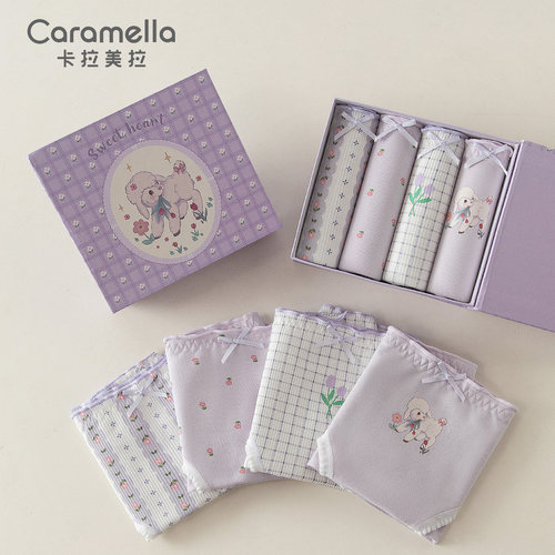 caramella春夏新款女士内裤纯棉裆短裤女生三角裤女裤子少女内内