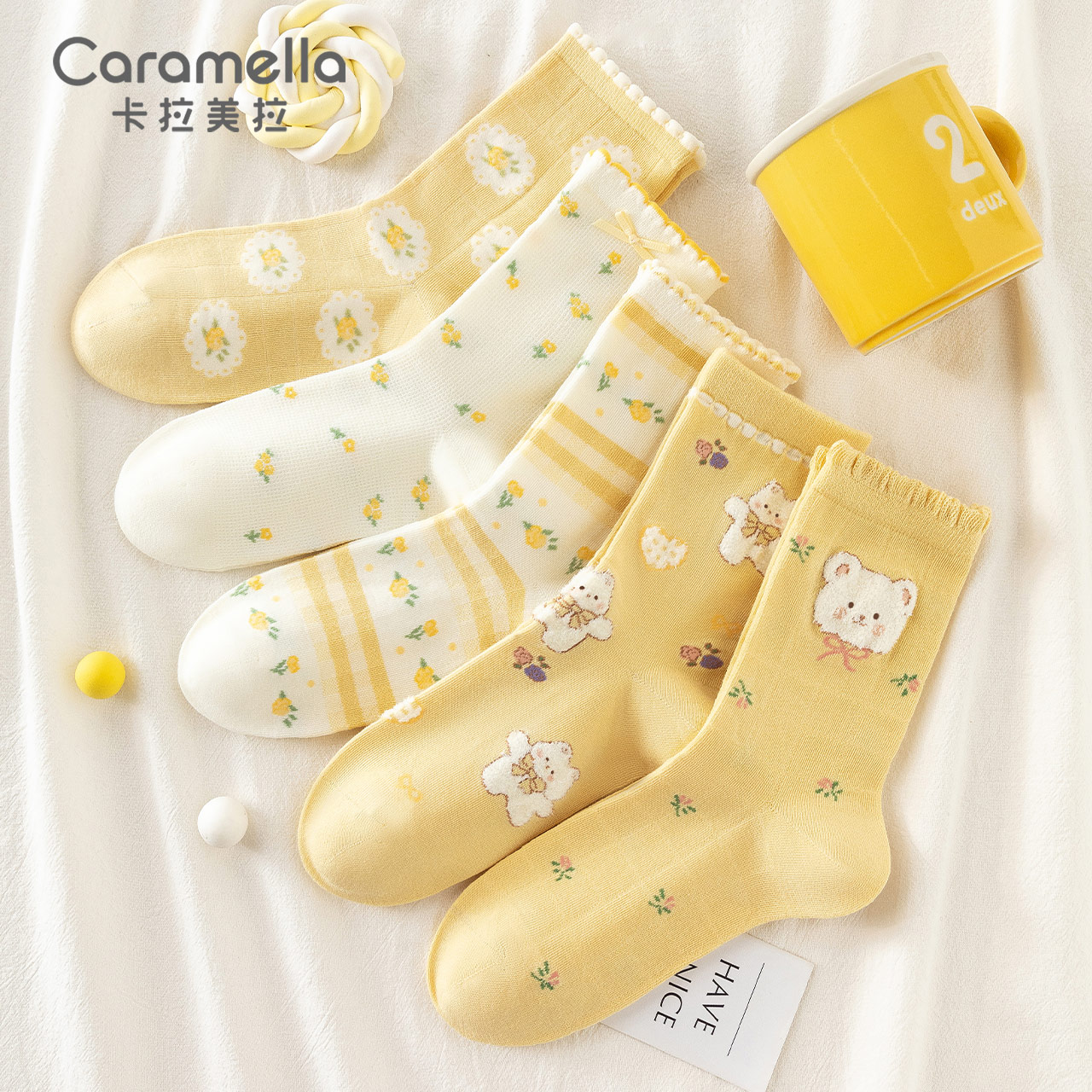 caramella2025新款可爱少女袜子秋冬新款卡通女棉短袜女生中筒袜