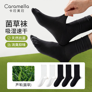 男士中筒袜夏季薄款抗菌防臭网眼舒适透气菌草袜吸湿速干男生棉袜