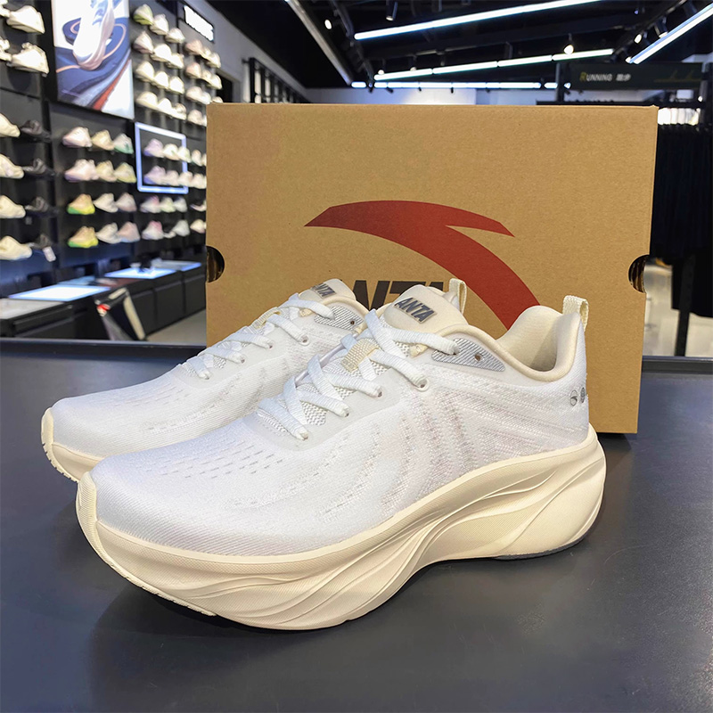 安踏叶子跑步鞋女轻质厚底夏季软底6缓震慢运动鞋子正品122535515