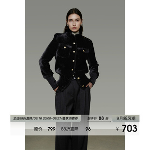 UNSPOKEN立领短款毛呢外套女冬季2026新款修身显瘦高级感呢子大衣