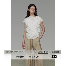 UNSPOKEN不规则领口白衬衫女2025夏季新款宽松设计感小众气质上衣