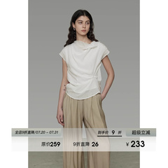 UNSPOKEN不规则领口白衬衫女2025夏季新款宽松设计感小众气质上衣