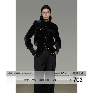 UNSPOKEN立领短款毛呢外套女冬季2026新款修身显瘦高级感呢子大衣