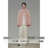 UNSPOKEN牛角扣仿羊羔毛外套冬季 宽松显瘦立领保暖厚款 环保皮草