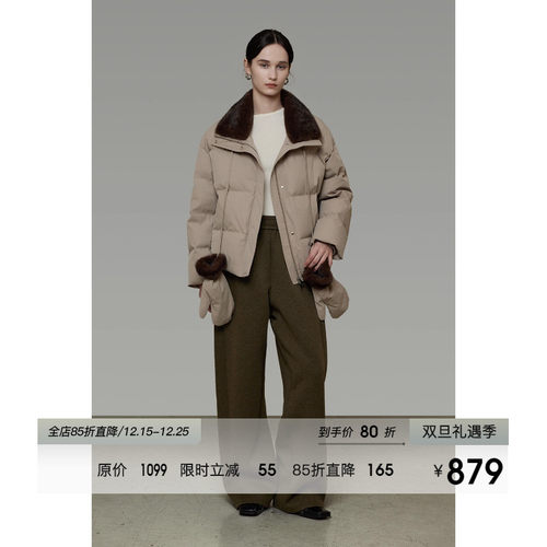 UNSPOKEN可拆卸手套毛领羽绒服女冬季2025新款原创设计感加厚外套