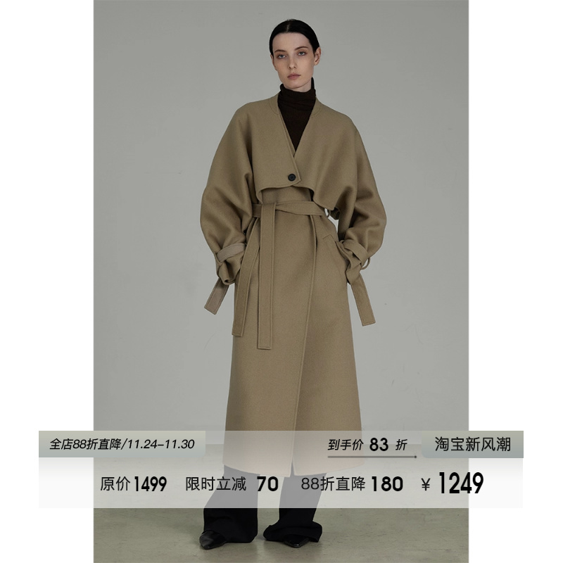 UNSPOKEN100羊毛坎肩双面呢大衣