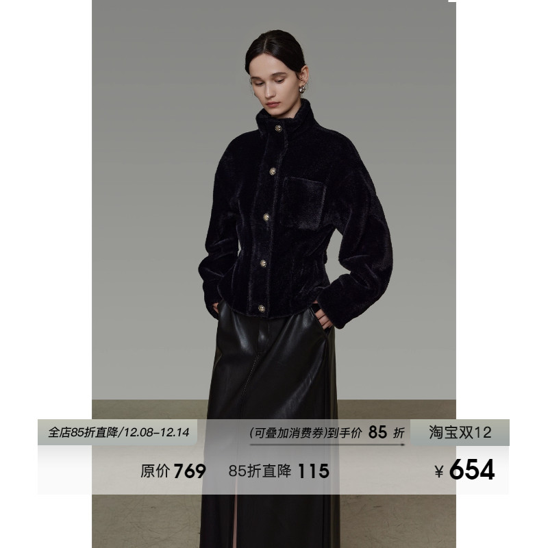 UNSPOKEN立领收腰毛呢外套