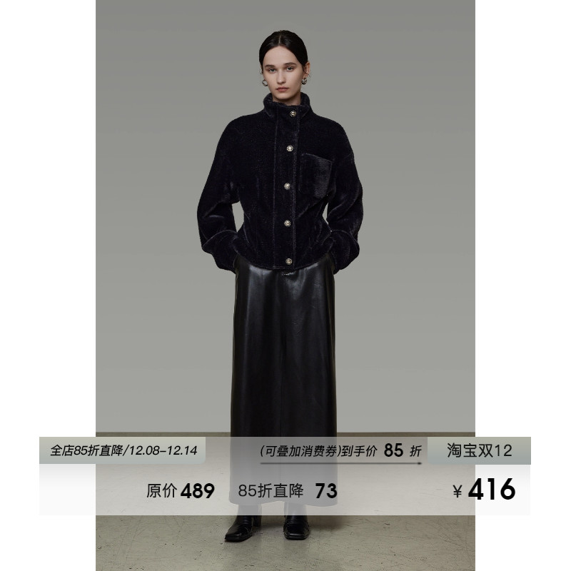 UNSPOKEN复古直筒皮质半身裙女秋冬季2025新款简约高级感显瘦皮裙