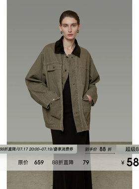 UNSPOKEN复古撞色牛仔外套