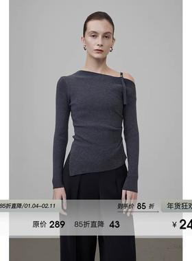 UNSPOKEN斜肩吊带针织上衣女2026年春装新款设计感修身显瘦打底衫