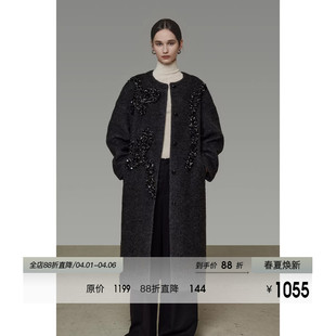 UNSPOKEN立体装 2026新款 高级设计感长款 呢子外套 饰毛呢大衣女冬季