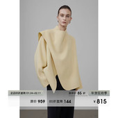 UNSPOKEN100羊毛不规则领双面呢外套女秋冬2025新款 廓形短款 大衣