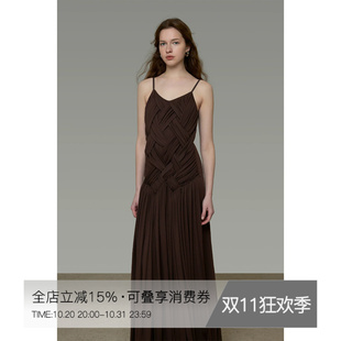 UNSPOKEN法式吊带连衣裙V领垂坠感显瘦气质小众设计夏季针织长裙