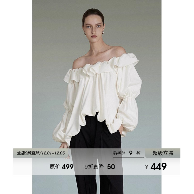 UNSPOKEN法式浪漫一字肩衫上衣