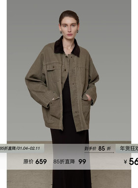 UNSPOKEN复古撞色牛仔外套女2026春季新款设计感小众宽松休闲夹克