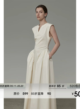 UNSPOKEN白色法式连衣裙女夏2026新款无袖收腰小众高级设计感裙子